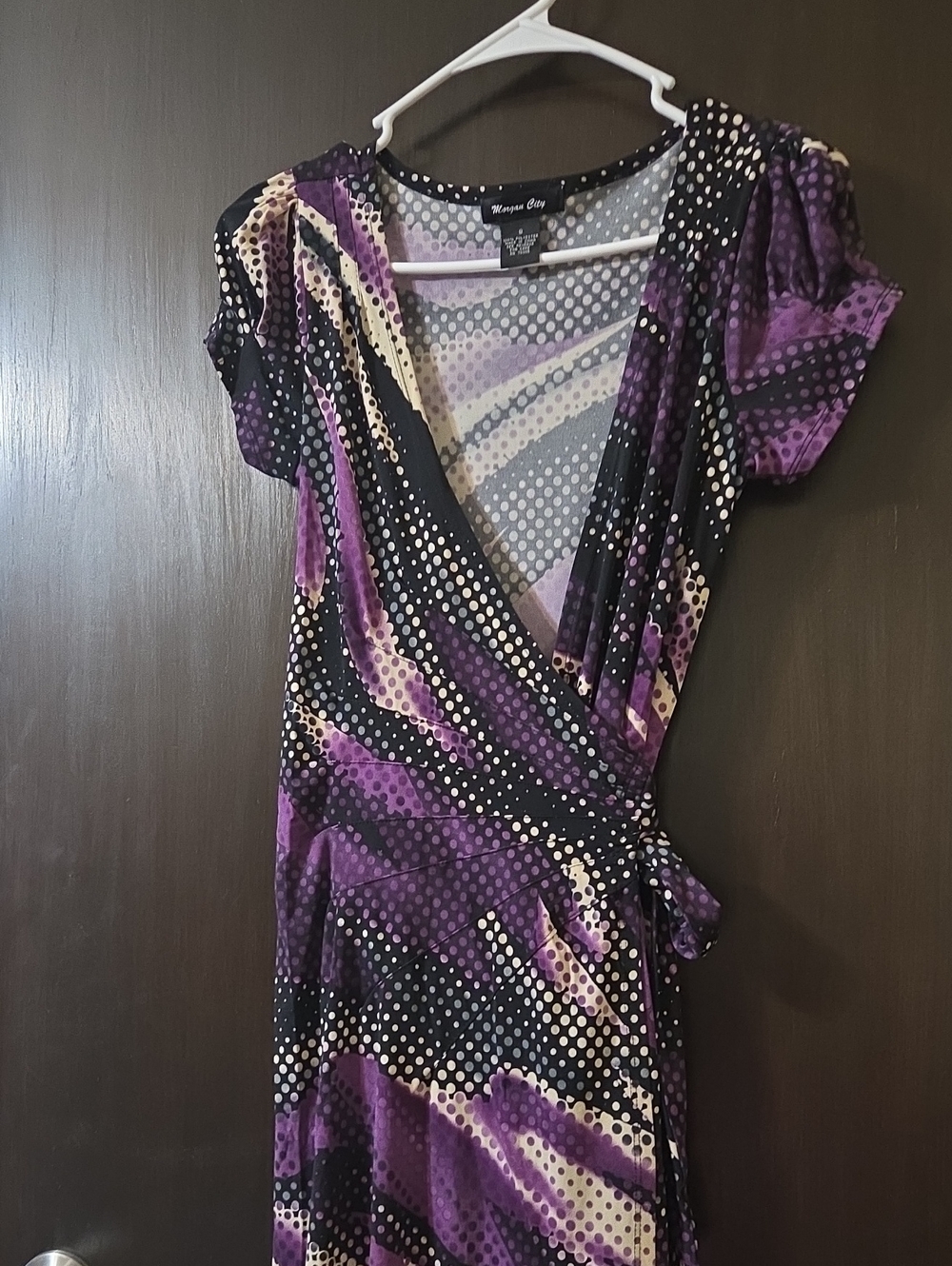 Morgan City purple/black Wrap Dress size 8